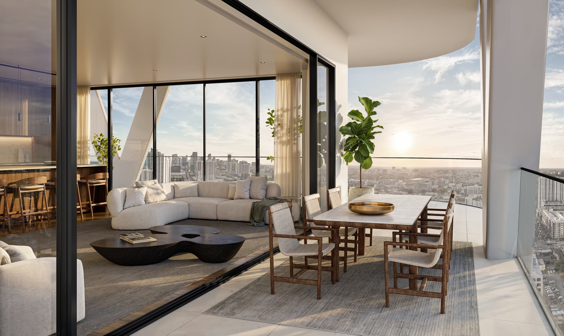 Private terrace rendering at HQ Residences Miami